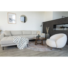 Fotel tapicerowany - imitacja baranka Savona biały / orzech House Nordic