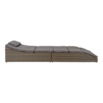 Leżak technorattanowy z poduszkami Split 200x60cm szary House Nordic