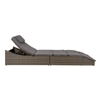 Leżak technorattanowy z poduszkami Split 200x60cm szary House Nordic