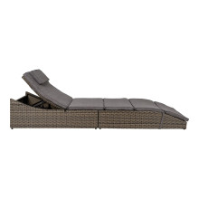 Leżak technorattanowy z poduszkami Split 200x60cm szary House Nordic