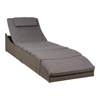 Leżak technorattanowy z poduszkami Split 200x60cm szary House Nordic