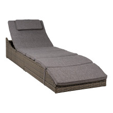 Leżak technorattanowy z poduszkami Split 200x60cm szary House Nordic