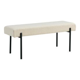 Ławka tapicerowana Swindon 100x36cm biała boucla / czarny House Nordic