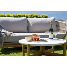 Stolik ogrodowy okrągły Terracina 84,5cm akacja / terrazzo House Nordic