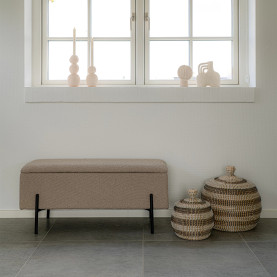 Ławka tapicerowana ze schowkiem Watford 95x36,5cm beżowa boucla House Nordic 2