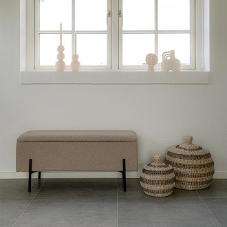 Ławka tapicerowana ze schowkiem Watford 95x36,5cm beżowa boucla House Nordic