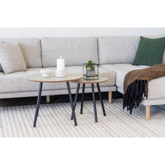 Stolik kawowy okrągły Aalst 55cm trawertyn /czarny House Nordic