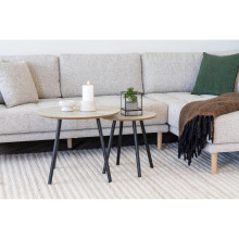 Stolik kawowy okrągły Aalst 55cm trawertyn /czarny House Nordic