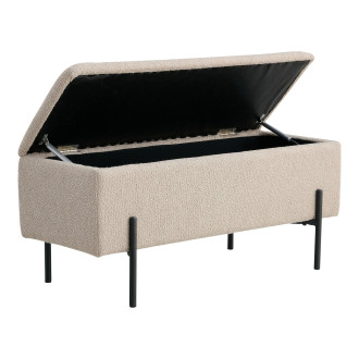Ławka tapicerowana ze schowkiem Watford 95x36,5cm beżowa boucla House Nordic