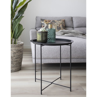 Stolik pomocniczy metalowy z tacą Intesi 47cm czarny House Nordic