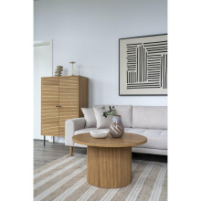 Stolik okrągły na jednej ryflowanej nodze Boavista 80cm odcień dębu House Nordic