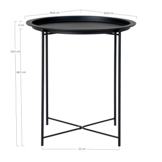 Stolik pomocniczy metalowy z tacą Intesi 47cm czarny House Nordic