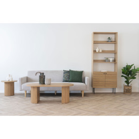 Stolik owalny na ryflowanej podstawie Boavista 120x60cm odcień dębu House Nordic 2