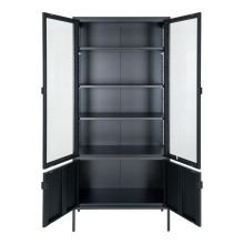 Regał metalowy ze szklanymi drzwiami Brisbane 180x80x35cm czarny House Nordic