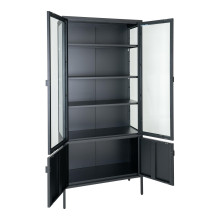 Regał metalowy ze szklanymi drzwiami Brisbane 180x80x35cm czarny House Nordic