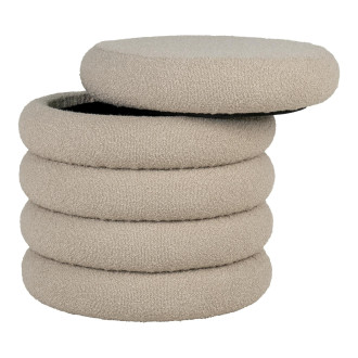 Pufa tapicerowana boucle ze schowkiem Brooklyn 44cm beżowa House Nordic