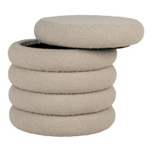 Pufa tapicerowana boucle ze schowkiem Brooklyn 44cm beżowa House Nordic