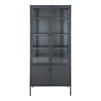 Regał metalowy ze szklanymi drzwiami Brisbane 180x80x35cm czarny House Nordic