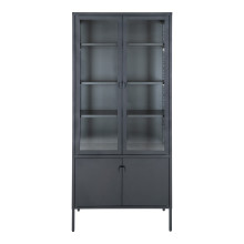 Regał metalowy ze szklanymi drzwiami Brisbane 180x80x35cm czarny House Nordic