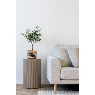 Stolik pomocniczy ryflowany - kolumna Farense 30cm ciemny piasek House Nordic