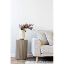 Stolik pomocniczy ryflowany - kolumna Farense 30cm ciemny piasek House Nordic