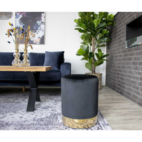 Pufa welurowa okrągła Gamby 34cm czarno-złota House Nordic 2