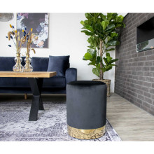 Pufa welurowa okrągła Gamby 34cm czarno-złota House Nordic