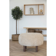Pufa futrzana na drewnianych nóżkach Inverness 50cm beż / brąz House Nordic