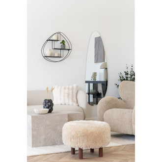 Pufa futrzana na drewnianych nóżkach Inverness 50cm beż / brąz House Nordic