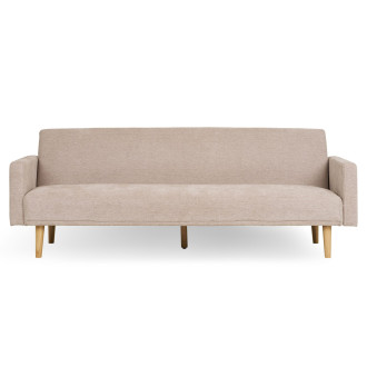 Sofa rozkładana na nóżkach Kells 208cm ciemny beż / drewniane nogi House Nordic