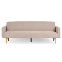 Sofa rozkładana na nóżkach Kells 208cm ciemny beż / drewniane nogi House Nordic