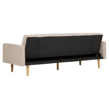 Sofa rozkładana na nóżkach Kells 208cm ciemny beż / drewniane nogi House Nordic