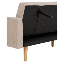 Sofa rozkładana na nóżkach Kells 208cm ciemny beż / drewniane nogi House Nordic