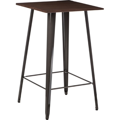 Stół barowy kwadratowy Paris Wood 60x60 metaliczny/sosna orzech D2.Design do salonu, kuchni i jadalni.