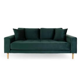 Sofa tapicerowana na nóżkach Lido 2,5-osobowa butelkowa zieleń / nogi naturalne House Nordic