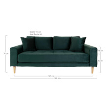 Sofa tapicerowana na nóżkach Lido 2,5-osobowa butelkowa zieleń / nogi naturalne House Nordic