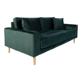 Sofa tapicerowana na nóżkach Lido 2,5-osobowa butelkowa zieleń / nogi naturalne House Nordic