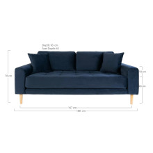 Sofa tapicerowana na nóżkach Lido 2,5-osobowa granatowy / nogi naturalne House Nordic