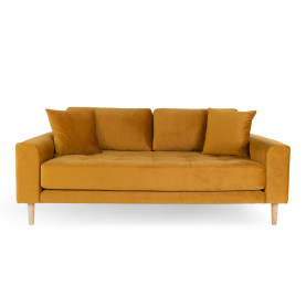 Sofa tapicerowana na nóżkach Lido 2,5-osobowa żółty / nogi naturalne House Nordic