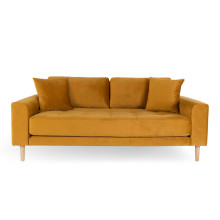 Sofa tapicerowana na nóżkach Lido 2,5-osobowa żółty / nogi naturalne House Nordic
