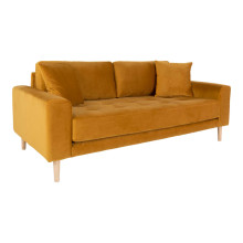 Sofa tapicerowana na nóżkach Lido 2,5-osobowa żółty / nogi naturalne House Nordic