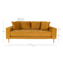 Sofa tapicerowana na nóżkach Lido 2,5-osobowa żółty / nogi naturalne House Nordic
