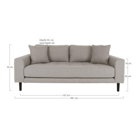 Sofa tapicerowana na nóżkach Lido 2,5-osobowa ciemny beż / nogi czarne House Nordic 2
