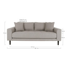 Sofa tapicerowana na nóżkach Lido 2,5-osobowa ciemny beż / nogi czarne House Nordic