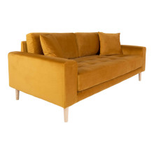Sofa tapicerowana na nóżkach Lido 2,5-osobowa żółty / nogi naturalne House Nordic