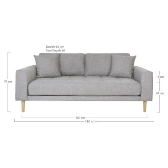 Sofa tapicerowana na nóżkach Lido 2,5-osobowa jasny szary / nogi naturalne House Nordic