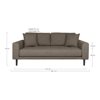 Sofa tapicerowana na nóżkach Lido 2,5-osobowa brązowy / nogi czarne House Nordic