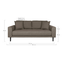 Sofa tapicerowana na nóżkach Lido 2,5-osobowa brązowy / nogi czarne House Nordic