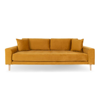 Sofa tapicerowana na nóżkach Lido 3-osobowa żółty / nogi naturalne House Nordic