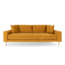 Sofa tapicerowana na nóżkach Lido 3-osobowa żółty / nogi naturalne House Nordic